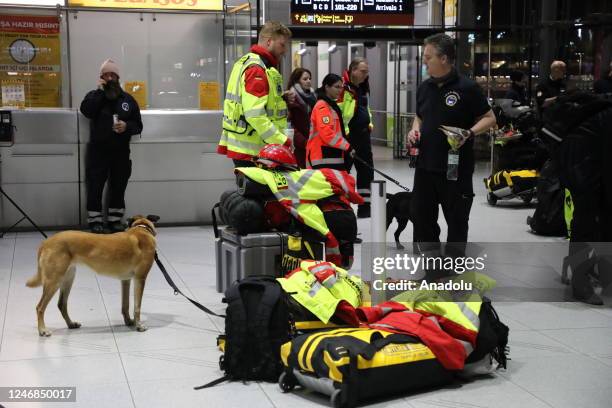 The search and rescue team of 41 people and 7 dogs from Germany which will come to Turkiye for the 7.7 and 7.6 magnitude earthquakes hits Turkiye's...
