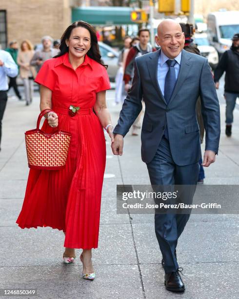 Kristin Davis and Evan Handler are seen on the set of "And just Like That..." on February 06, 2023 in New York City.