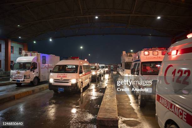 The Iraqi Kurdish Regional Government sent aid convoy for earthquake victims in Kahramanmaras province of Turkiye, on February 06, 2023 in Duhok,...