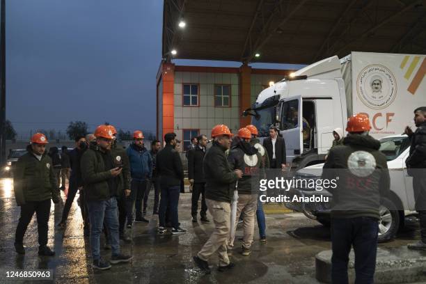 The Iraqi Kurdish Regional Government sent aid convoy for earthquake victims in Kahramanmaras province of Turkiye, on February 06, 2023 in Duhok,...