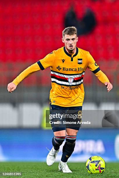 Michael Cuisance of Sampdoria is seen in action during the Serie A match between AC Monza and UC Sampdoria at Stadio Brianteo on February 6, 2023 in...