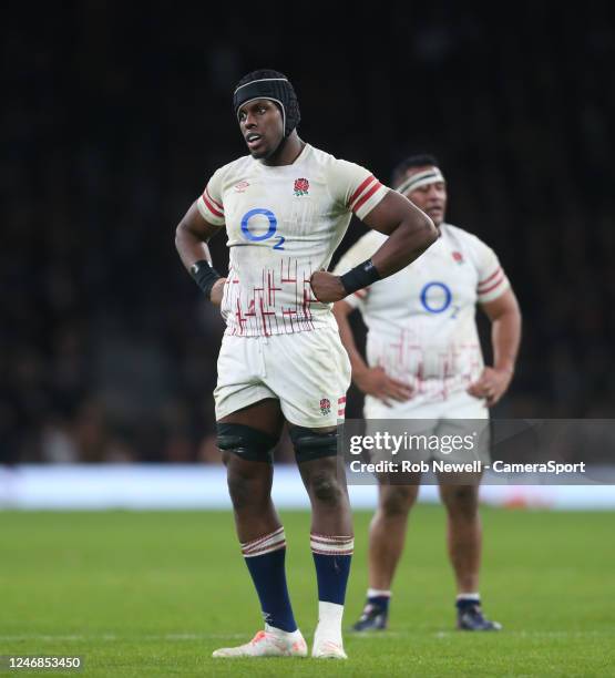 Dejection for England's Maro Itoje and Mako Vunipola during the Six Nations Rugby match between England and Scotland at Twickenham Stadium on...