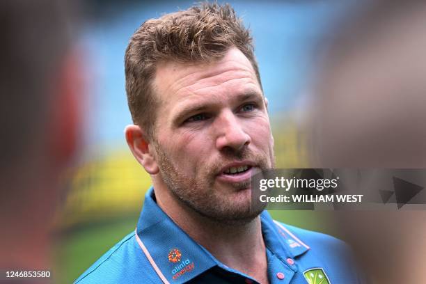 Australian cricket player Aaron Finch speaks during a press conference announcing his retirement from international cricket at the Melbourne Cricket...