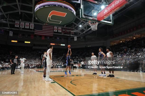Duke Blue Devils guard Jeremy Roach makes a free throw attempt during the game between the Duke Blue Devils and the Miami Hurricanes on Monday,...