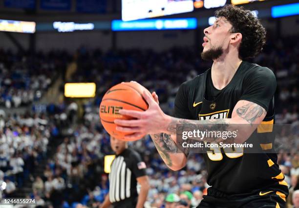 Forward Brandon Johns Jr. Sets up a shot from the corner during a college basketball game between the VCU Rams and the Saint Louis Billikens on...