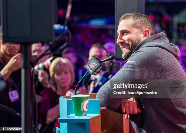 Philadelphia Eagles head coach Nick Sirianni speaks to the media during the NFL Super Bowl LVII Opening Night on Monday, February 6th, 2023 at...