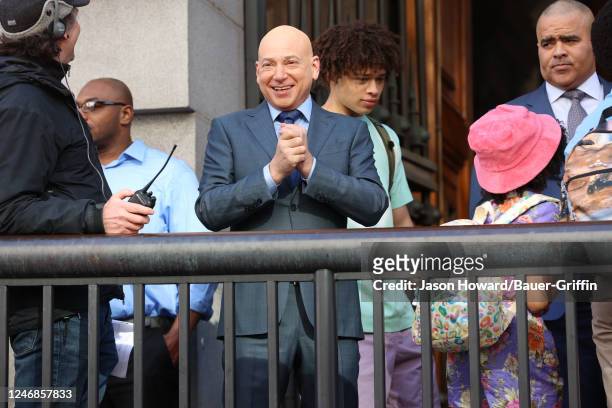 Evan Handler is seen on the set of "And Just Like That" on February 06, 2023 in New York City.