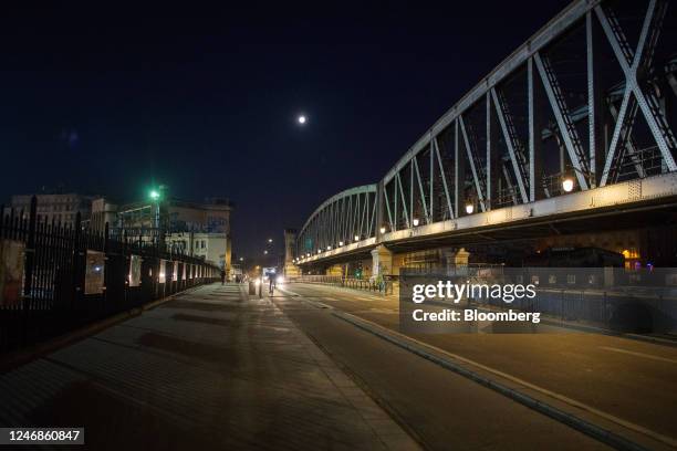 Near empty street near Gare du Nord during a strike against pension reform, in Paris, France, on Tuesday, Feb. 7, 2023. French labor unions are...