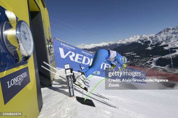 Elena Curtoni of Team Italy at the start during the FIS Alpine World Cup Championships Women's Downhill Training on February 7, 2023 in Courchevel...