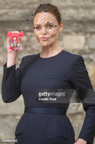 Stella McCartney after being made a Commander of the Order of the British Empire by King Charles III during an investiture ceremony at Windsor Castle...