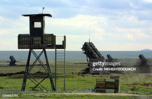 Four Patriot anti-missile batteries deployed by Dutch NATO soldiers are seen 11 March 2003 at the Diyarbakir military airport in southeastern Turkey....