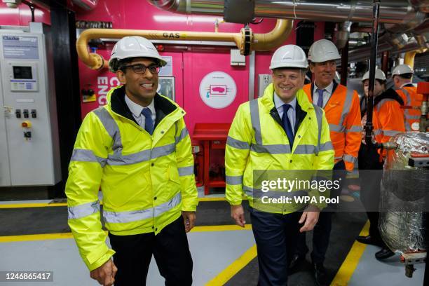 Prime Minister Rishi Sunak and newly appointed Secretary of State for Energy Security and Net Zero, Grant Shapps are given a tour of a combined heat...