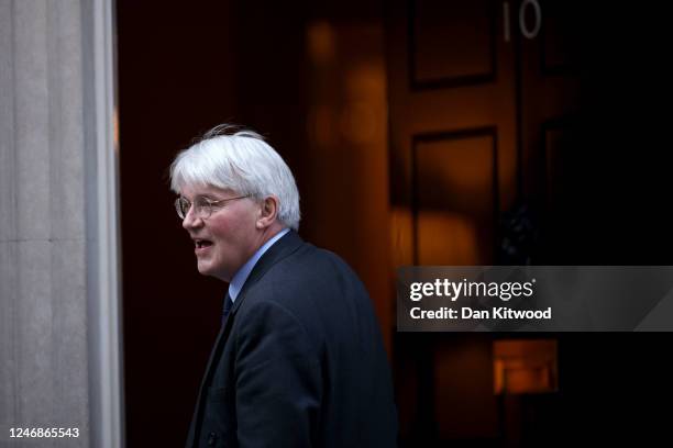 British Minister of State for Development in the Foreign, Commonwealth and Development Office Andrew Mitchell arrives to attend the weekly meeting at...