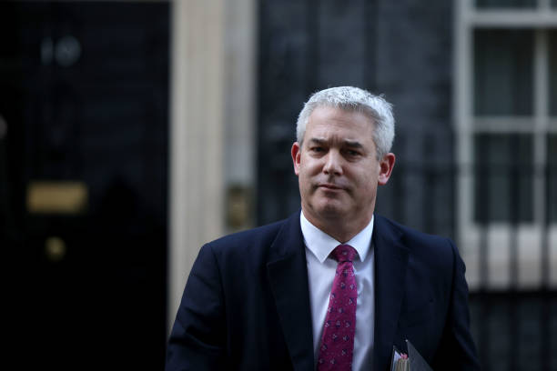 British Health Secretary Steve Barclay leaves after attending the weekly meeting at Number 10 in Downing Street on February 7, 2023 in London,...
