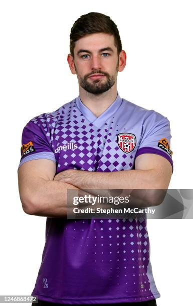 Derry , United Kingdom - 5 February 2023; Goalkeeper Tadhg Ryan poses for a portrait during a Derry City squad portrait session at the Ryan McBride...
