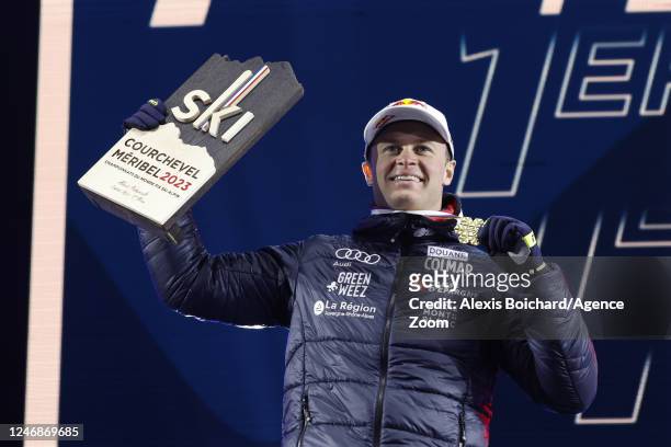 Alexis Pinturault of Team France wins the gold medal during the FIS Alpine World Cup Championships Men's Alpine Combined on February 7, 2023 in...