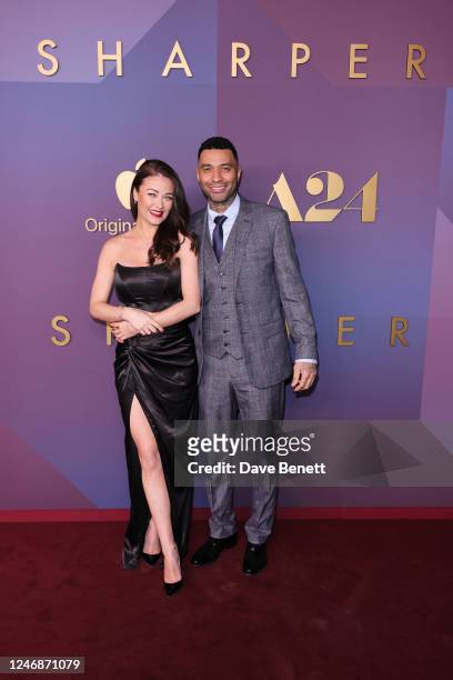 Jess Impiazzi and Jermaine Pennant attend Apple Original Films and A24's World Premiere of "Sharper" at the BFI Southbank on February 7, 2023 in...