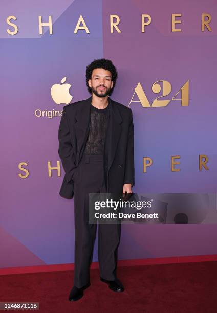 Justice Smith attends Apple Original Films and A24's World Premiere of "Sharper" at the BFI Southbank on February 7, 2023 in London, England....