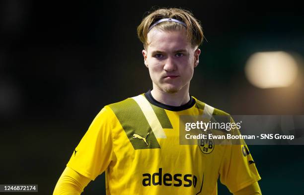 Dortmund's Julian Rijkhoff during a UEFA Youth League match between Hibernian and Borussia Dortmund at Easter Road, on February 07 in Edinburgh,...