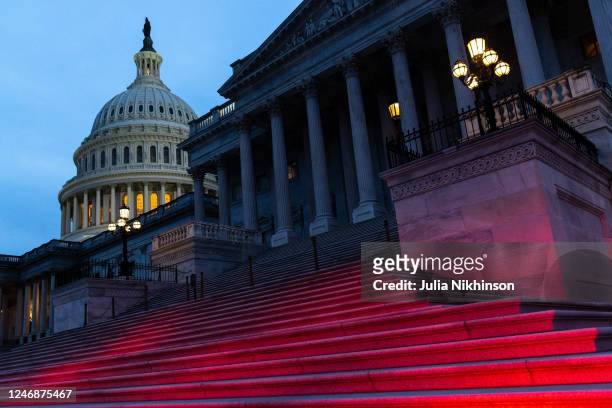 The U.S. Capitol building is shown on February 7, 2023 in Washington, DC. President Joe Biden is to deliver the State of the Union address tonight.