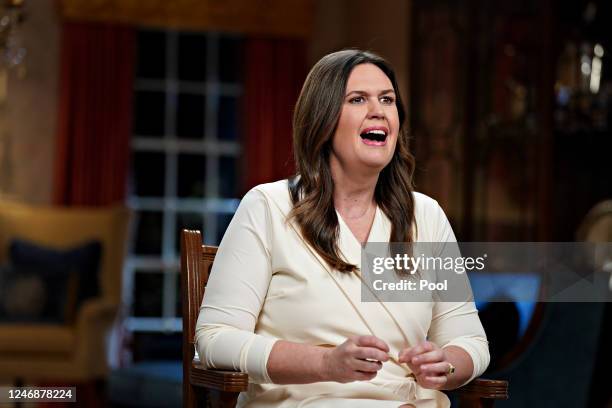 Arkansas Gov. Sarah Huckabee Sanders delivers the Republican response to the State of the Union address by President Joe Biden on February 7, 2023 in...