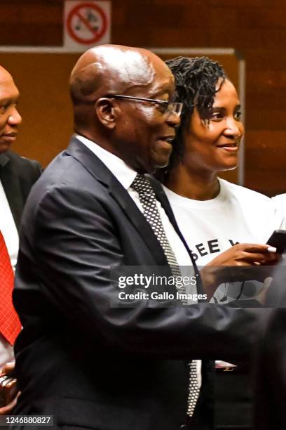 Jacob Zuma, former SA president and Duduzile Zuma at Pietermaritzburg High Court on February 02, 2023 in Pietermaritzburg, South Africa. It is...