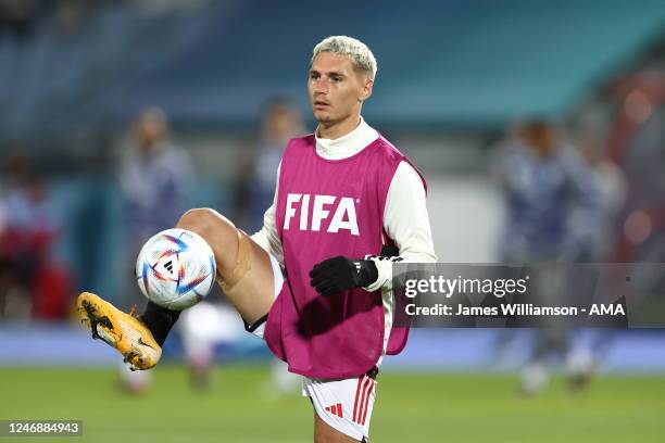 Guillermo Varela of Flamengo during the FIFA Club World Cup Morocco 2022 Semi Final match between Flamengo v Al Hilal SFC at Stade Ibn-Batouta on...