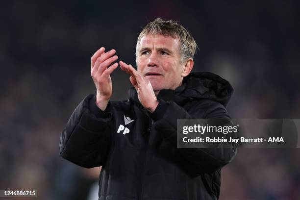 Phil Parkinson the head coach / manager of Wrexham during the Emirates FA Cup Fourth Round Replay match between Sheffield United and Wrexham at...