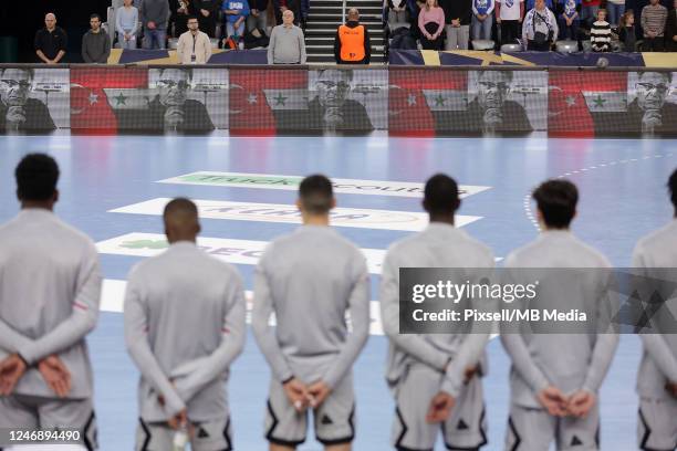 Moment of silence for the victims of devastating earthquake in parts of Türkiye and parts of Syria before the EHF Champions League Group A round 11...