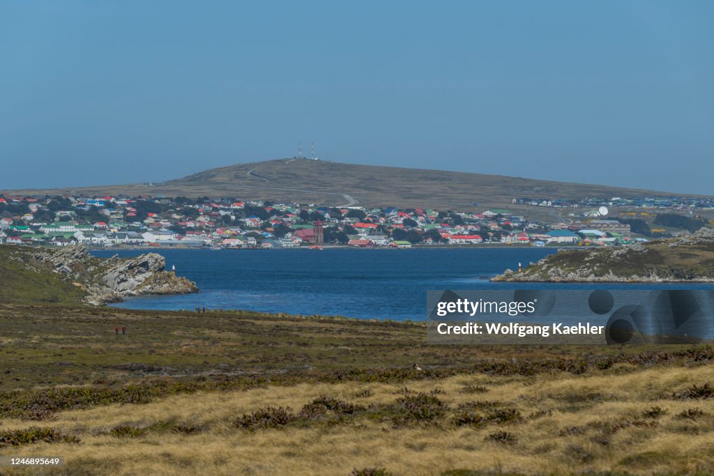 View of Port Stanley from Gypsy Cove, Falkland Islands...