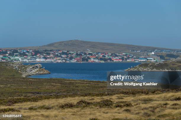 View of Port Stanley from Gypsy Cove, Falkland Islands.