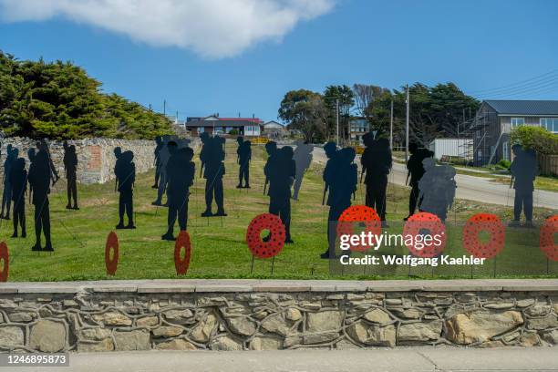 Street art in Port Stanley commemorating the 40-year anniversary of the Falkland Island war in 1982.