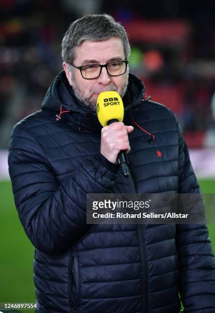 Mark Chapman BBC Presenter before the FA Cup Fourth Round replay match between Sunderland FC and Fulham FC at Stadium of Light on February 8, 2023 in...