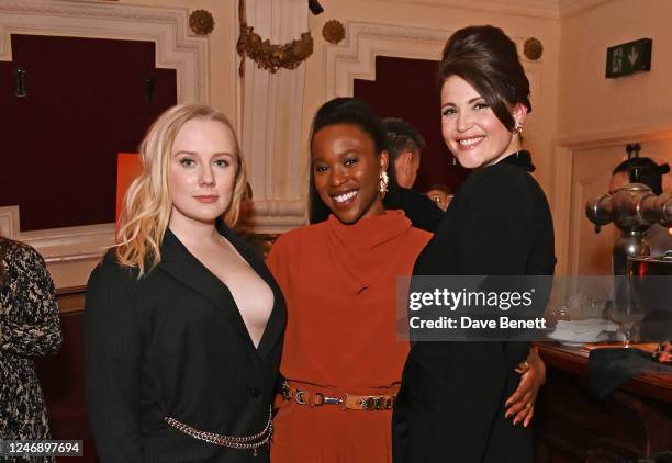 Alexa Davies, Clare-Hope Ashitey and Gemma Arterton attend the "Funny Woman" special screening at The Electric Cinema on February 8, 2023 in London,...