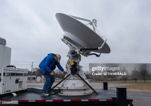 Radar prepared during a NOAA media day to learn about a field campaign to study tornadoes, in Memphis, Tennessee on February 8, 2023. - The campaign,...