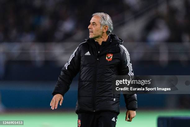 Al Ahly Head Coach Marcel Koller during the FIFA Club World Cup Morocco 2022 Semi Final match between Al Ahly v Real Madrid CF at Prince Moulay...