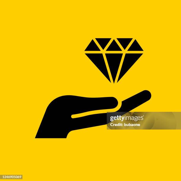 diamond in hand icon - multiple hands white background stock illustrations