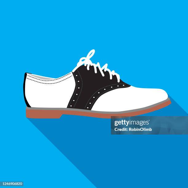 illustrations, cliparts, dessins animés et icônes de icône de chaussure de selle - chaussures de golf bicolores