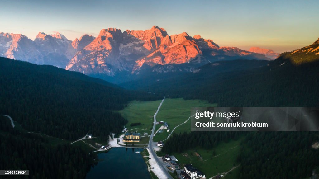 Aerial view in early morning