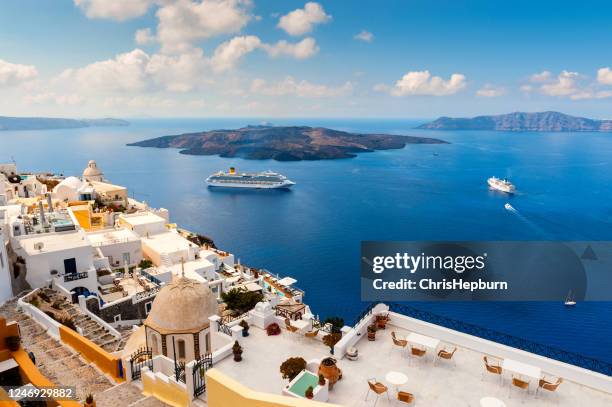 imerovigli firostefani gedurende de dag, santorini, griekenland - oia santorini stockfoto's en -beelden