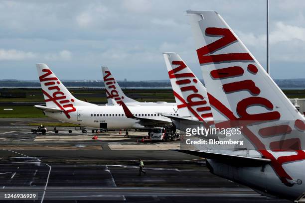 Virgin Australia Holdings Pty Ltd. Aircraft at Sydney Airport in Sydney, Australia, on Wednesday, Feb. 8, 2023. Virgin Australia is considering...