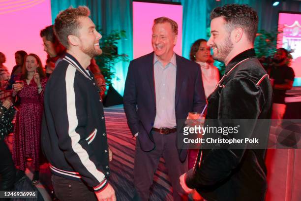 Lance Bass, Roger Goodell and Michael Turchin at Super Bowl LVII: A Night of Pride With GLAAD and NFL Presented by Smirnoff held at the Sheraton...