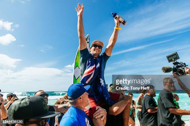 Jack Robinson of Australia wins the Final at the Billabong Pro Pipeline on February 8, 2023 at Oahu, Hawaii.