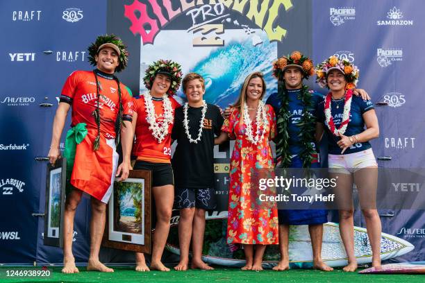 Finalists Leonardo Fioravanti of Italy, Two-time WSL Champion Tyler Wright of Australia, Axel irons of Hawaii, Lyndie Irons of the United States Jack...