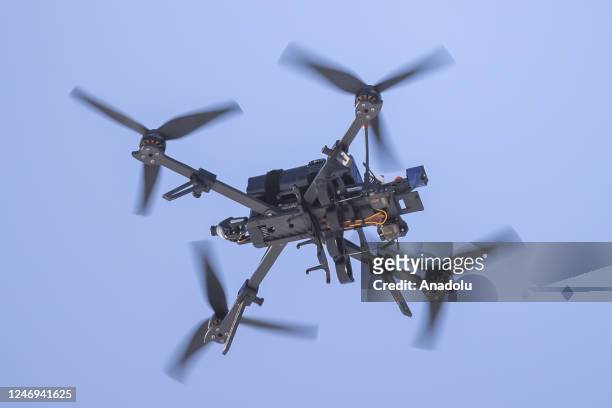 An unmanned air vehicle is operated by a Ukrainian serviceman in Donetsk Oblast, Ukraine on February 08, 2023.