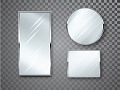 Mirrors set isolated with blurry reflection. Mirror frames or mirror decor interior vector realistic illustration