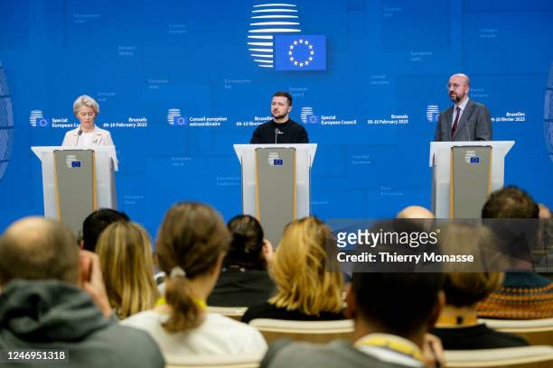 President of the European Commission Ursula von der Leyen , the President of Ukraine Volodymyr Zelenskyy and the President of the European Council...