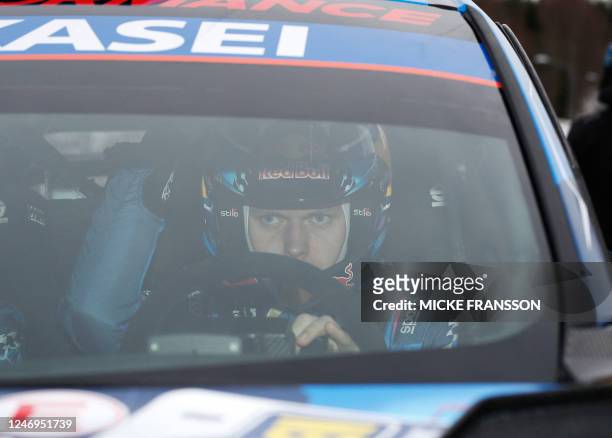 Ott Tanak of Estonia sits in his Ford Puma Rally1 HYBRID during the shakedown of the Rally Sweden, second round of the FIA World Rally Championship...