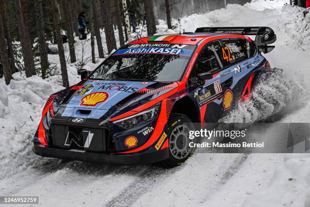 Craig Breen of Ireland and James Fulton of Ireland compete in their Hyundai Shell Mobis WRT Hyundai i20 N Rally1 Hybrid during Day One of the FIA...
