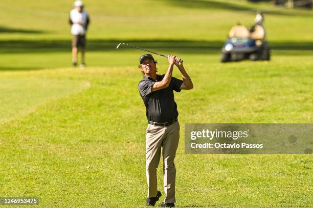 Stephen Ames of Canada plays his third shot on the 18th hole during the first round of the Trophy Hassan II at Royal Golf Dar Es Salam on February 9,...